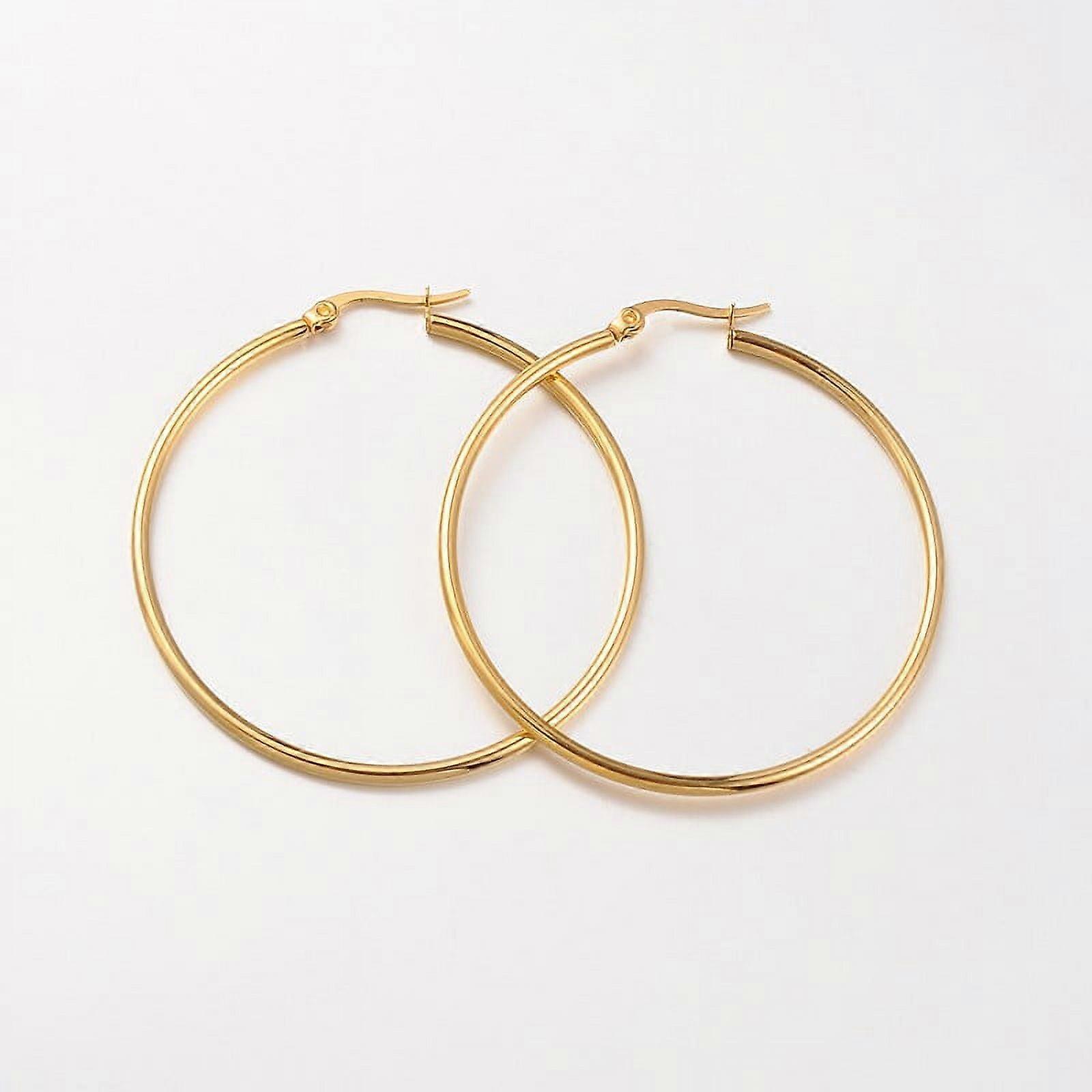 10Pair 304 Stainless Steel Hoop Earrings Hypoallergenic Earrings Ring Shape Real 18K Gold Plated