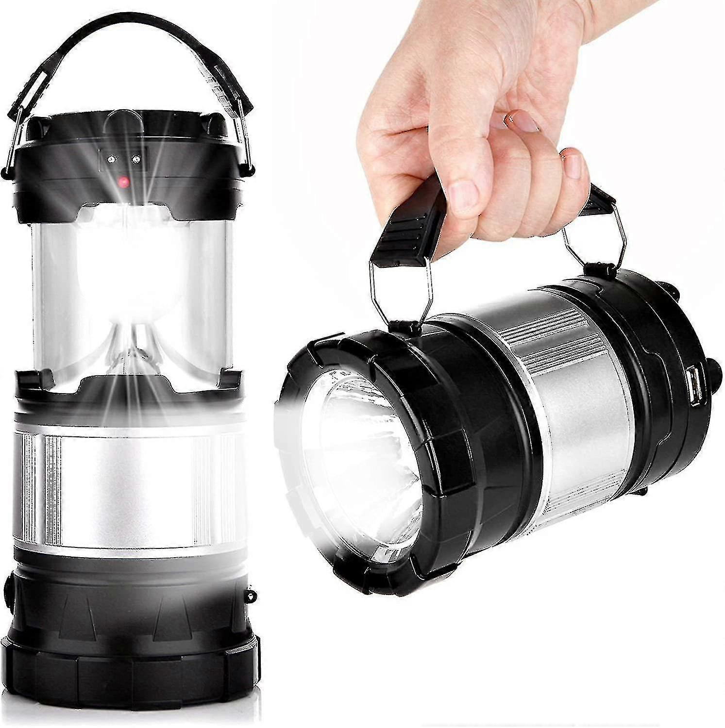 Dhrs Solar Camping Lantern, 2-in-1 Rechargeable Handheld Flashlights, Colla