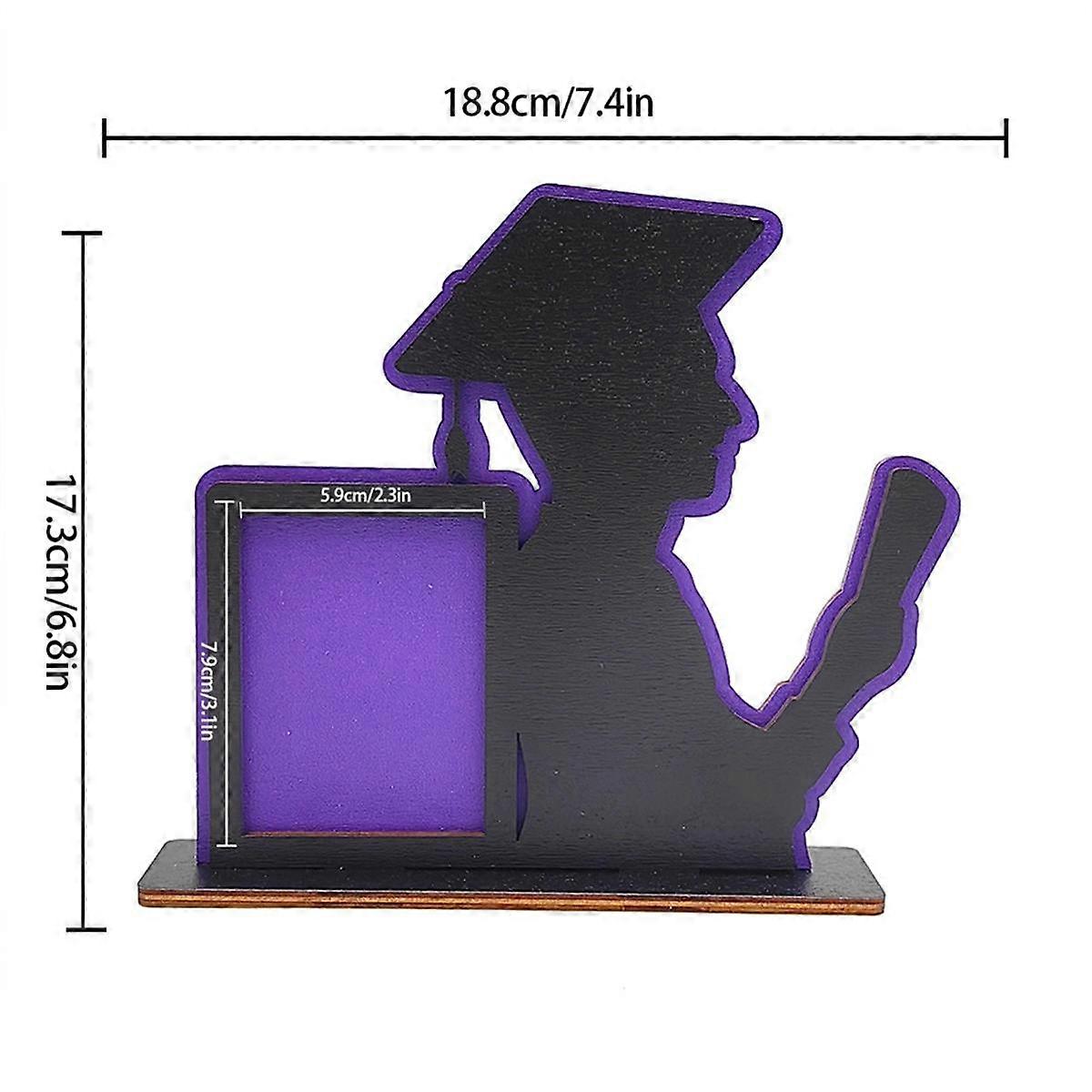 2PCS Class of 2024 Graduation Frame Wooden Table Graduation Picture Frame Home Desktop Ornaments Fit Vertical Portrait-C