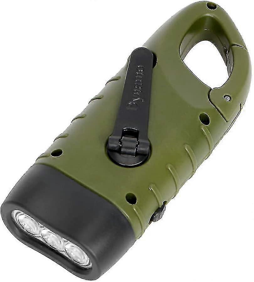 Solar Powered Portable Led Flashlight With Dynamo Crank For Camping, Mountaineering And Tent