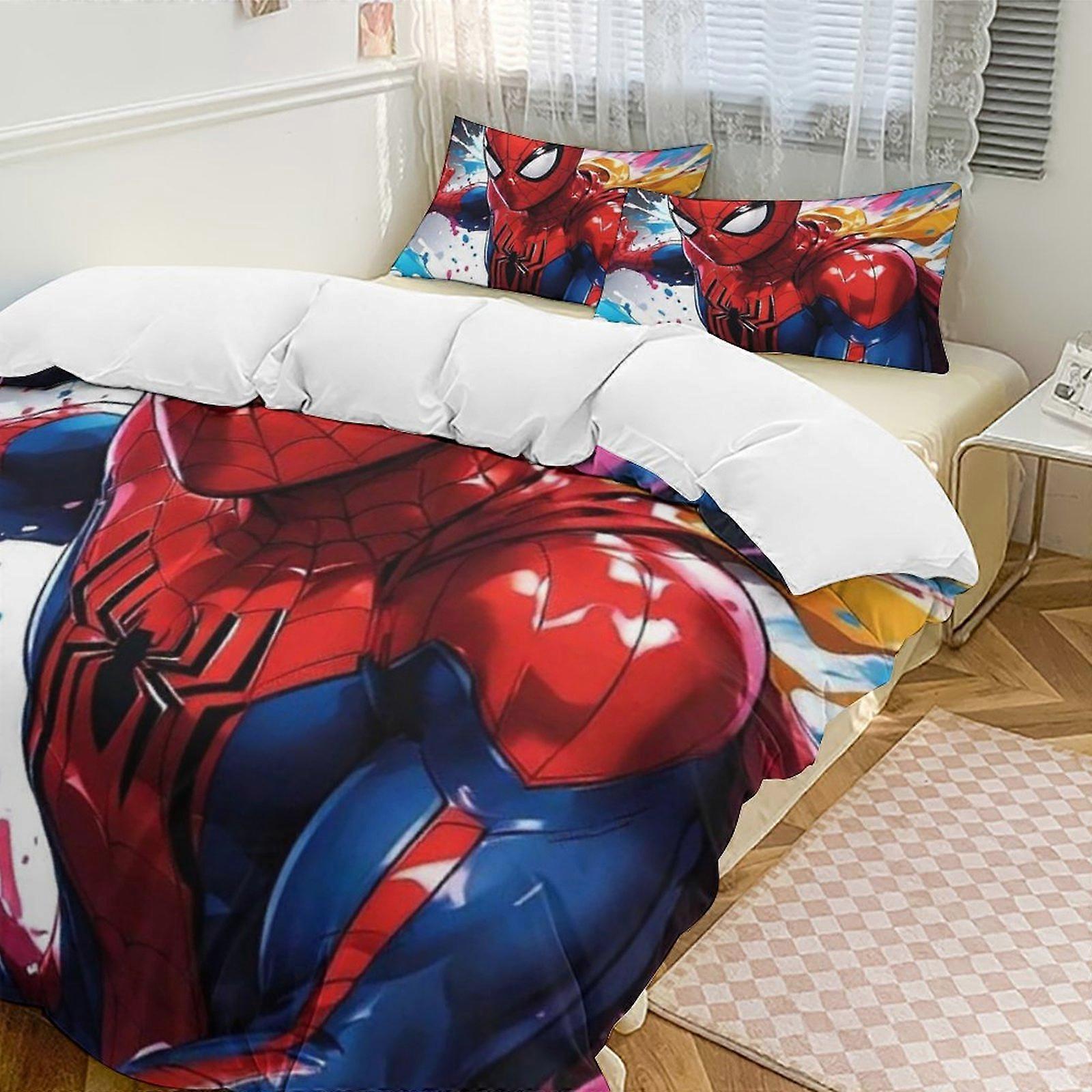 v387 Spider-Man Conjunto de Cama Twin de 3 Peças - Inclui 1 Colcha de Solteiro e 2 Fronhas de Cama - Microfibra Resistente ao Desbotamento - Spider io387