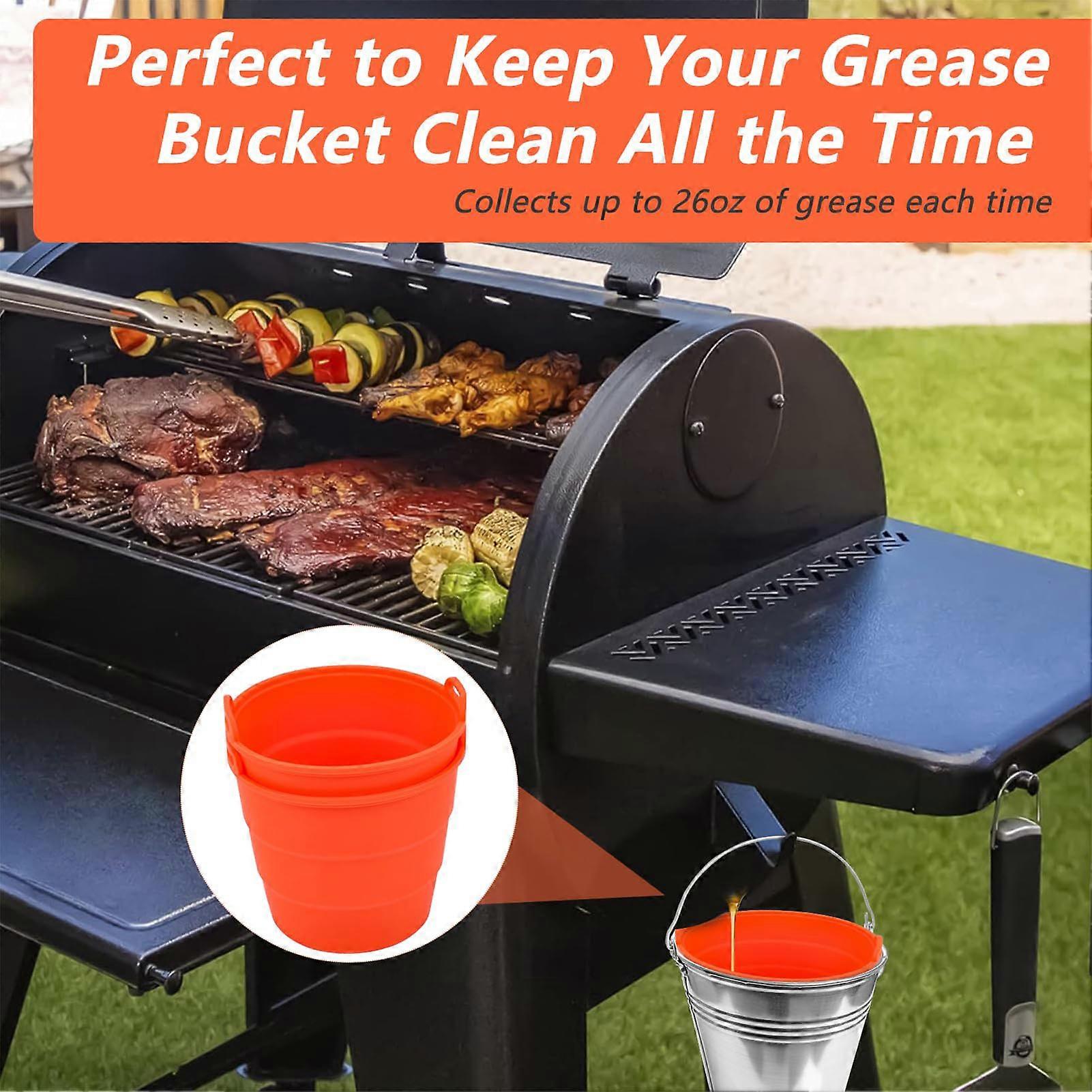 Reusable Silicone Grease Bucket Liner Durable Grease Bucket Liner Grill Accessories Keep Grease Bucket Clean All The Time