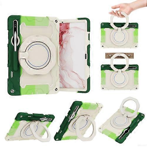 For Samsung Galaxy Tab S9+ Armor Portable Rotating Ring Holder Silicone Tablet Case