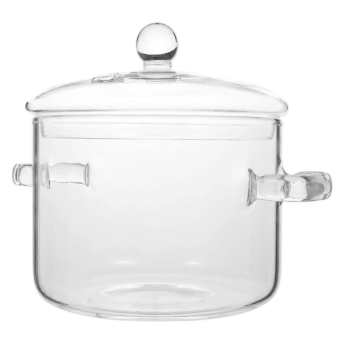 Glass Saucepan with Cover,Stovetop Cooking Pot with Lid and Handle Simmer Pot Clear Soup Pot High B