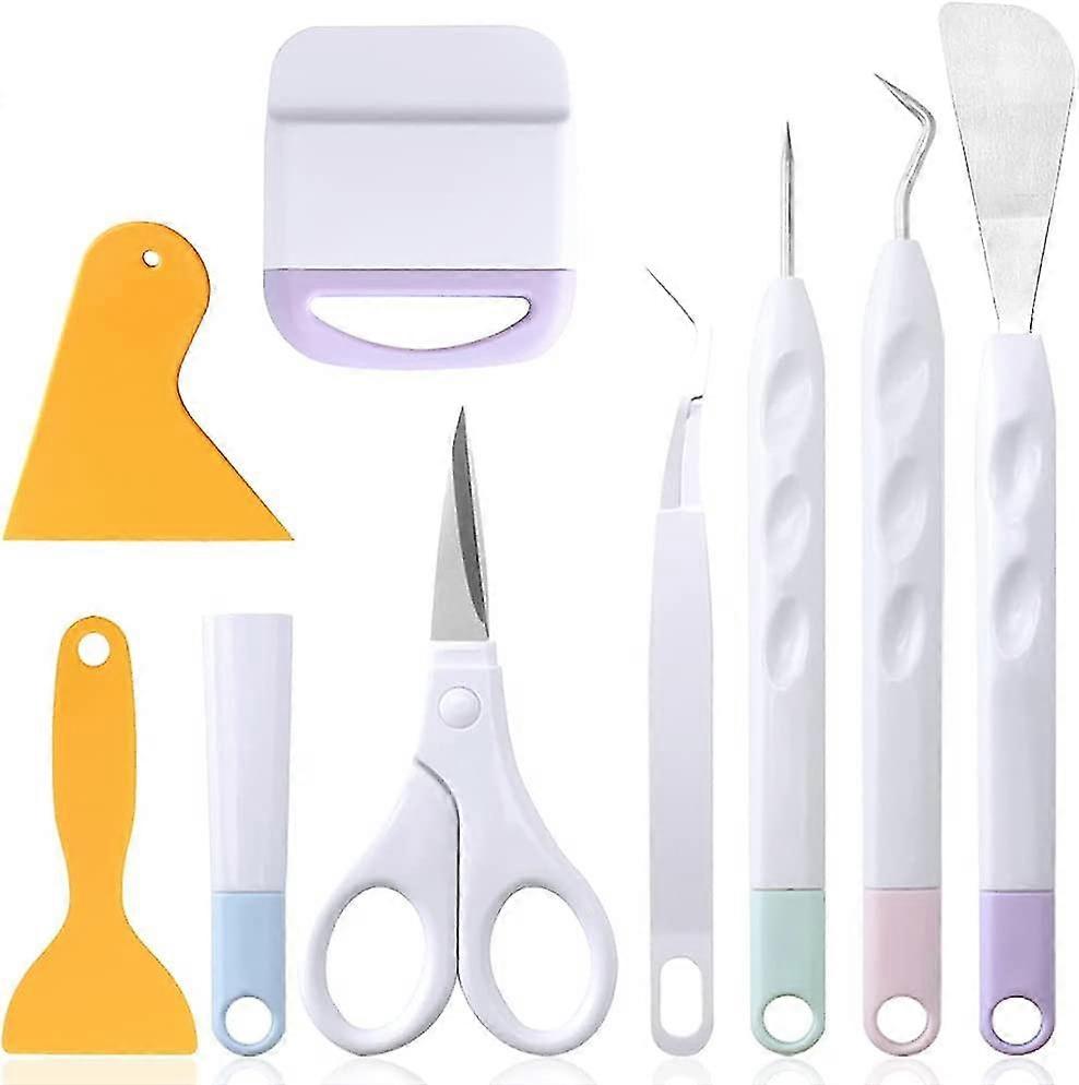 Weeding Tools For Vinyl, Basic Craft Weeding Tool Set Weeding Tool Kits For Vinyl Diy Weeder Scissors Scraper Spatula Tweezers Weed Remover Tool8 Pcs