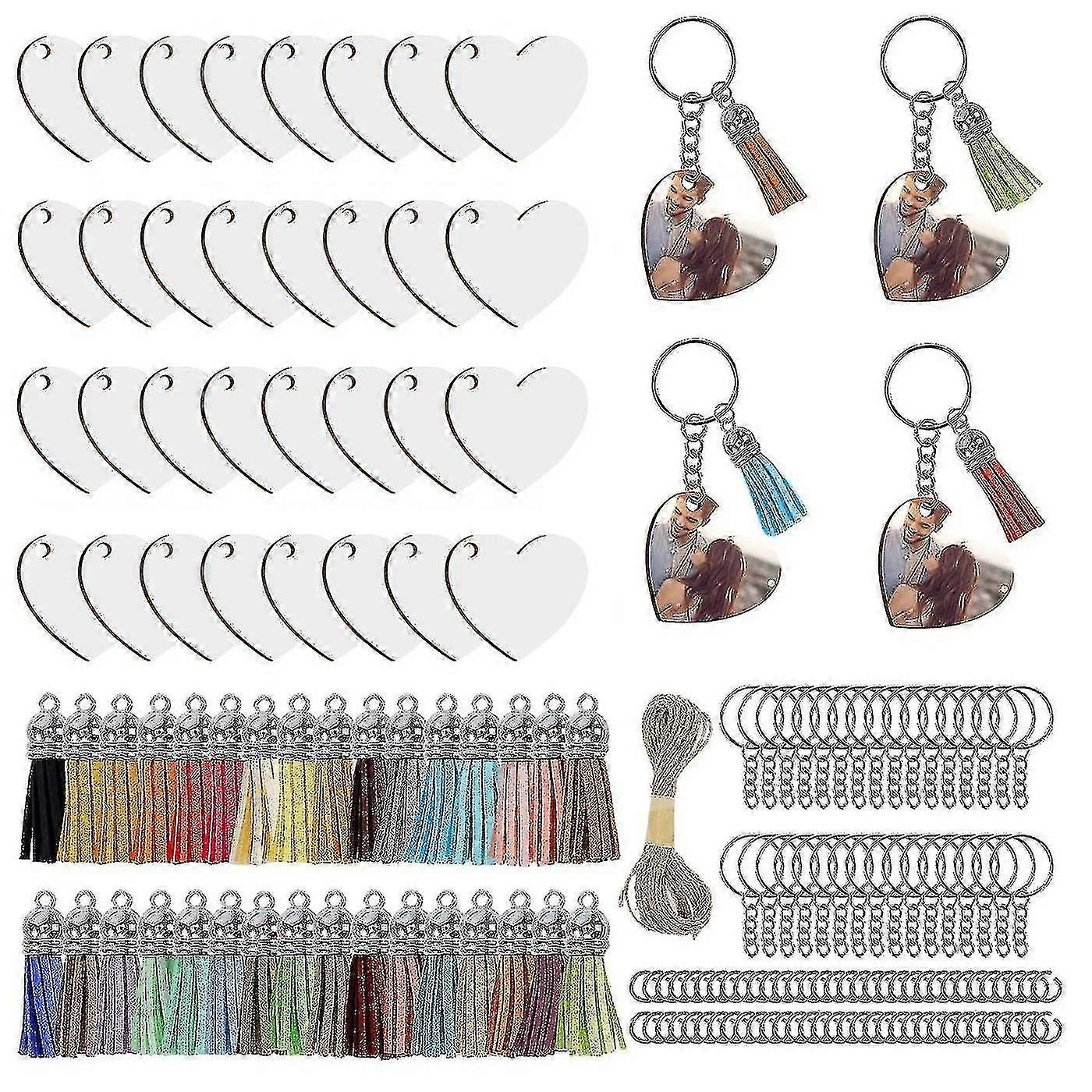 Compatible With161pcs Sublimation Keychain With Heat Transfer Mdf, For Diy Keychain