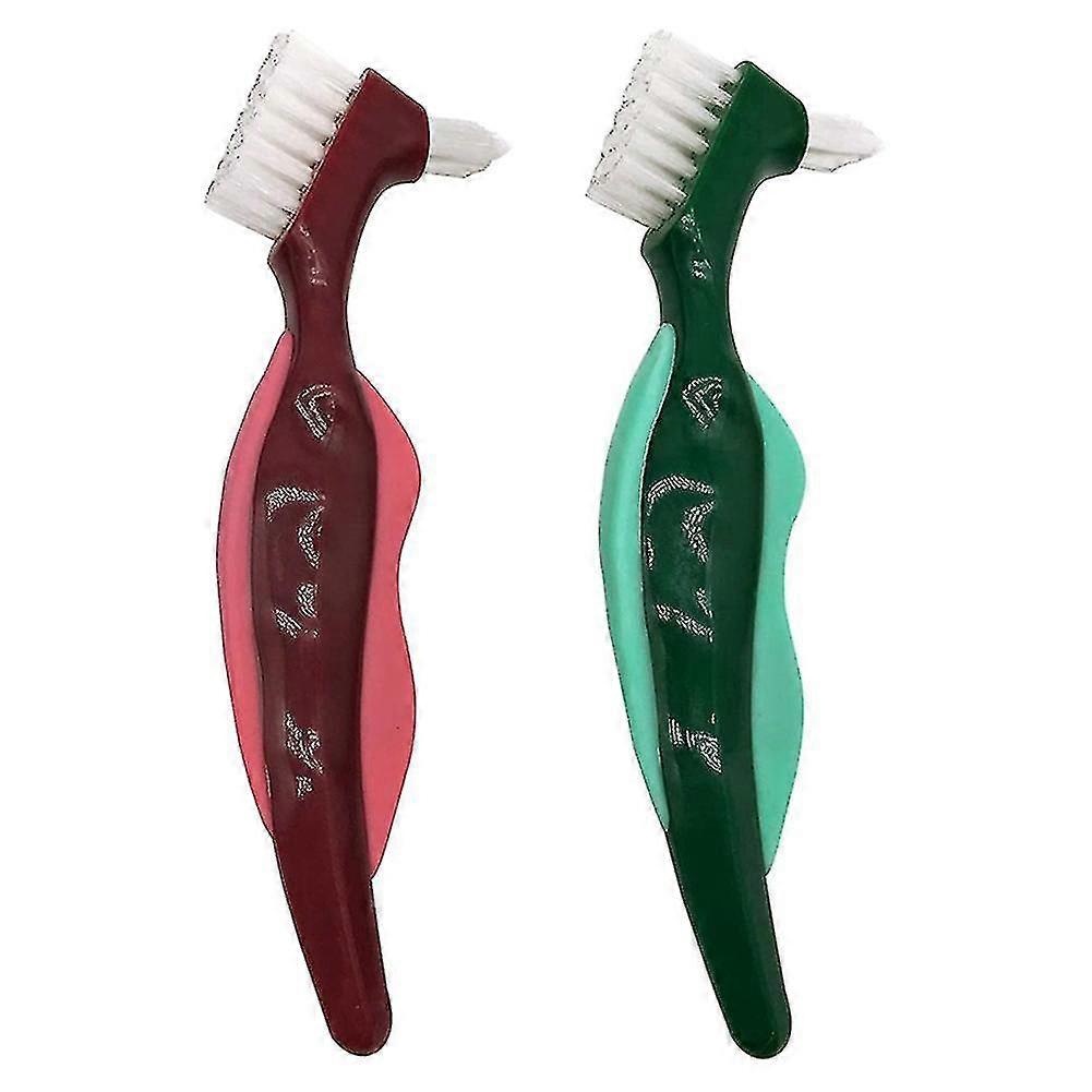 2 Pcs Premium Hard Denture Brush Toothbrush, Multi-layered Bristles
