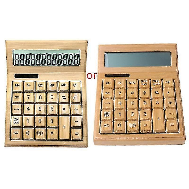 Functional Desktop Calculator Solar Power Bamboo Calculators With 12-digit Large Display