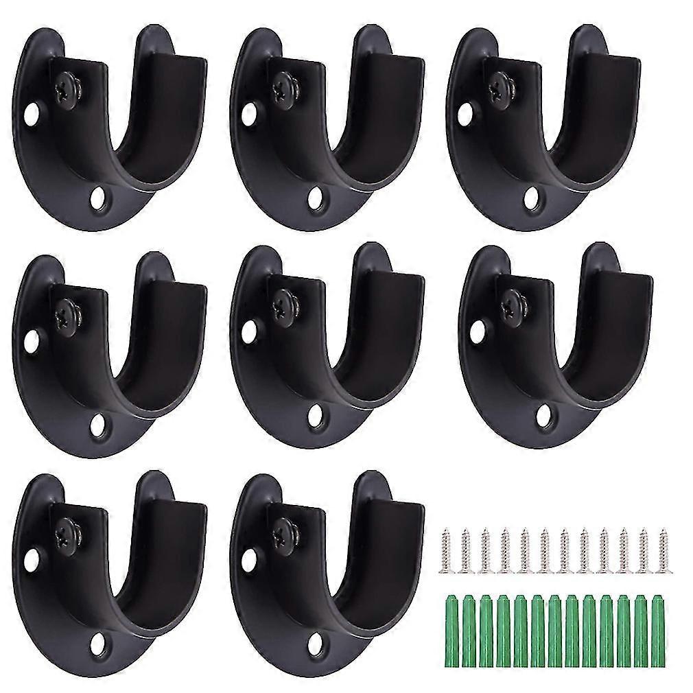 8pcs/set 1-1/3inch Stainless Steel Bracket Rod Socket Flange Holder U Shaped Bracket End For Closet