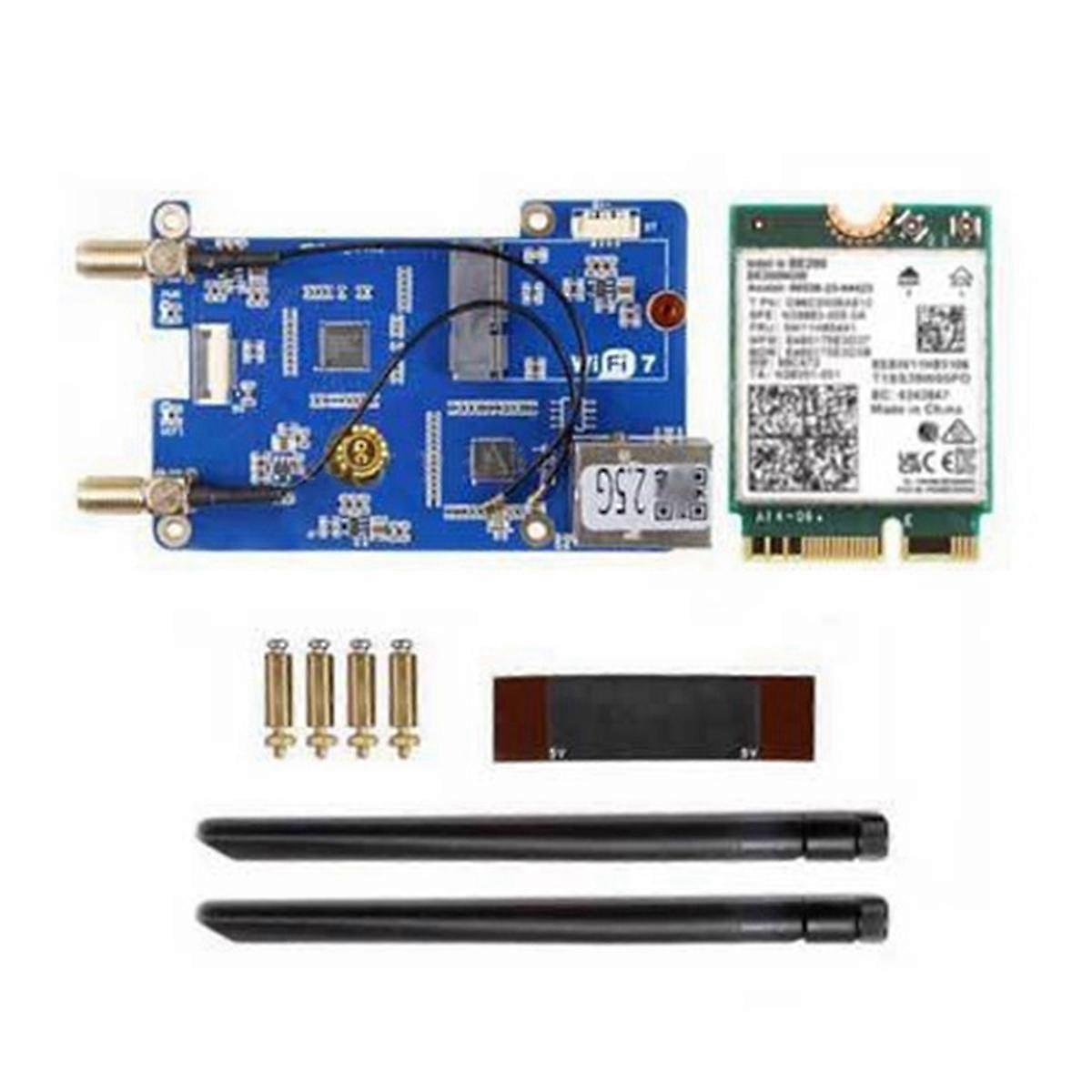 MPW2.5G for 5 Expansion Board PCIE to WiFi7 2.5G ETH with WiFi Module Antenna RTL8125 M.2 for RPI 5