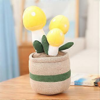 Succulent Plant Flower Plush Doll Toys,Beautiful Cute Cartoon Tulip Flower Mushroom Paw Stuffed Doll for Valentine's Day Birthday (Mushroom Yellow)