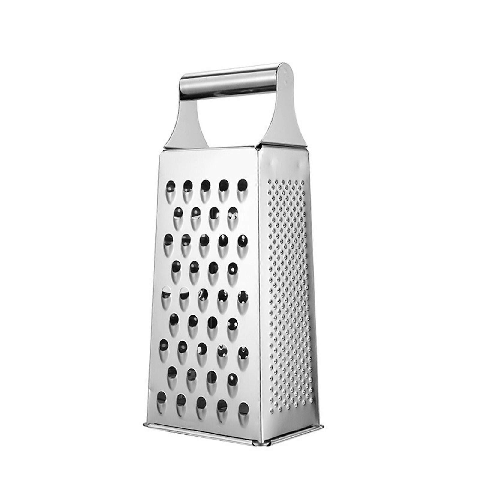 9 inch 4 Sides Vegetable Grater with Handle Sharp Blade Non-slip Base Ergonomic Design Multi-functional Stainless Steel Parmesan Cheese Ginger Box Gra