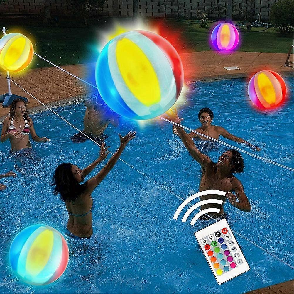 كرة الماء LED ، كرة الماء القابلة للنفخ ، 16 لونا مضيئا كرة متوهجة ، لعبة كرة طائرة مائية ، ألعاب بلياردو للبالغين ، أطفال ، رائعة للشاطئ ، حمام سباحة ، حفلة