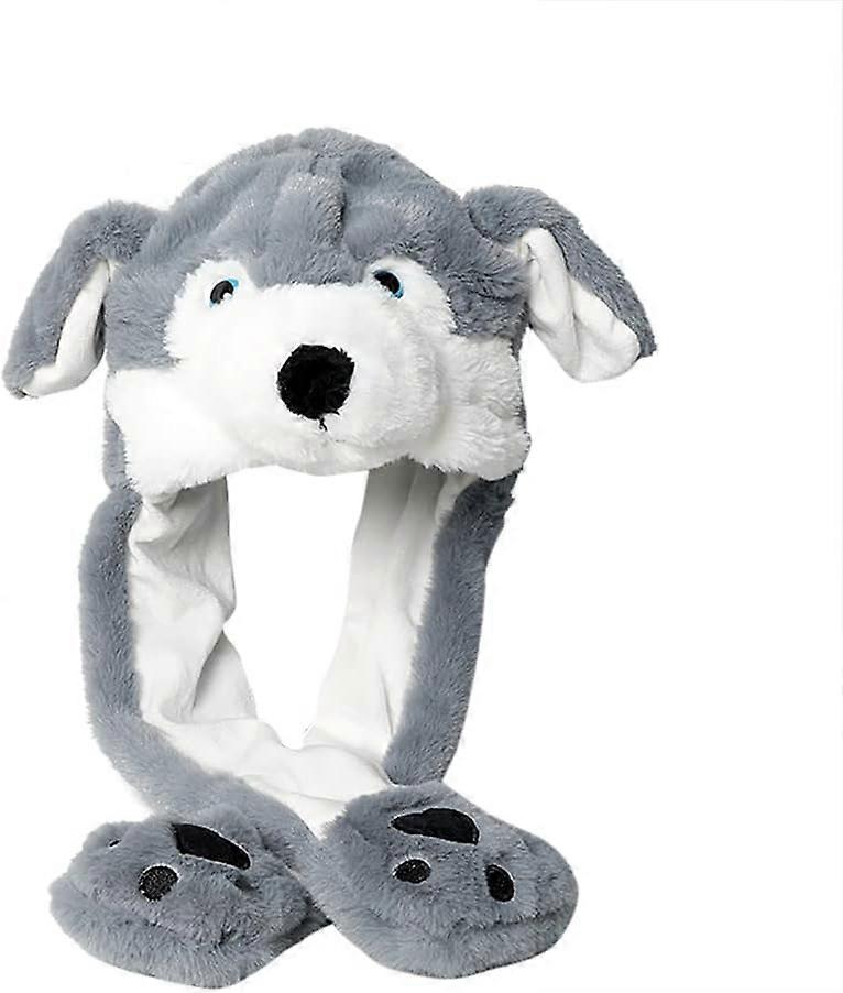 Funny Animal Hat Warm, Plush Cute Warm Ear Caps, Plush Hat with Moving Ears for Birthday Cosplay