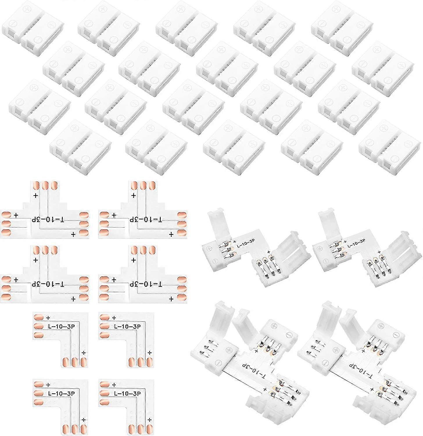 28 Led Strip Connectors 3 Pin Solderless Light Connector 10 Mm Led Lights