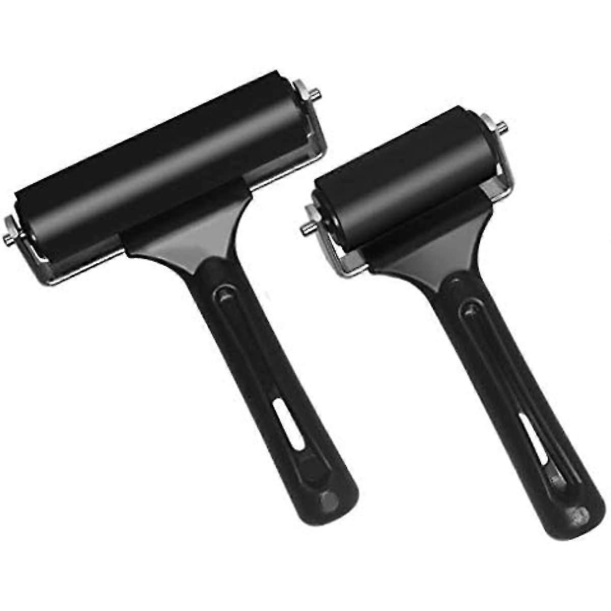 Gudoqi Rubber Roller Set Of 2 (6 & 10cm) Ink Brayer Roller Ideal For Printmaking Wallpapers Block Printing Stamping Anti Skid Tape Construction T