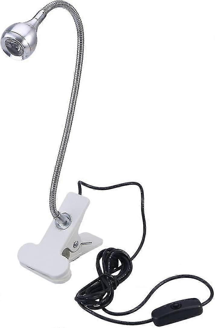 Led Reading Lamp For Studying/working/sleeping With Clip And On/off Switch Clear White (silver)