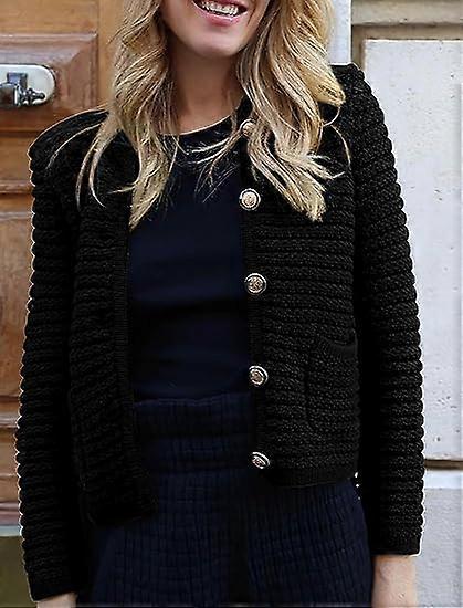 Femmes 2023 Cardigan Pulls Fall Open Front Button Down Long Sleeve Pockets Casual Chunky Knit Shirt Outerwear