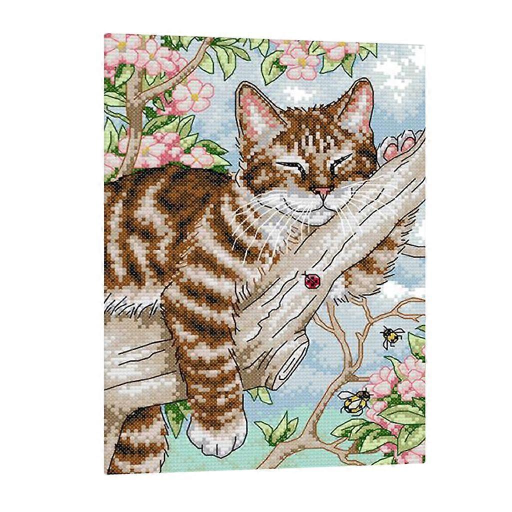 Counted Cross Stitch Kit Pre-Printed Cat Pattern Needle Crafts 2739cm 11CT