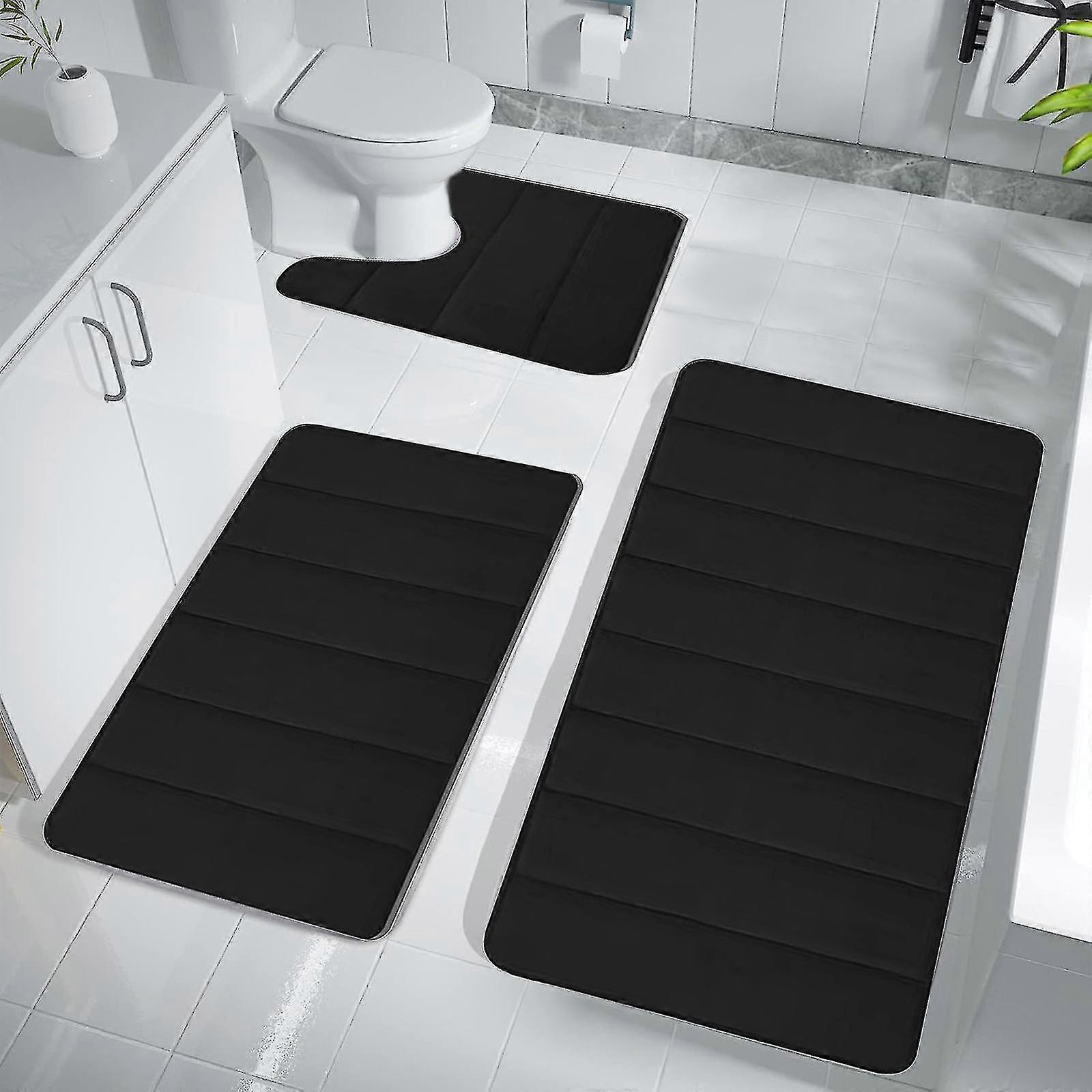 Memory Foam Bath Mat Set, Bathroom Rugs For 3 Pcs, Toilet Mats, Soft Comfortable, Water Absorption, Non-slip, Thick, Machine Washable, Easier To Dry