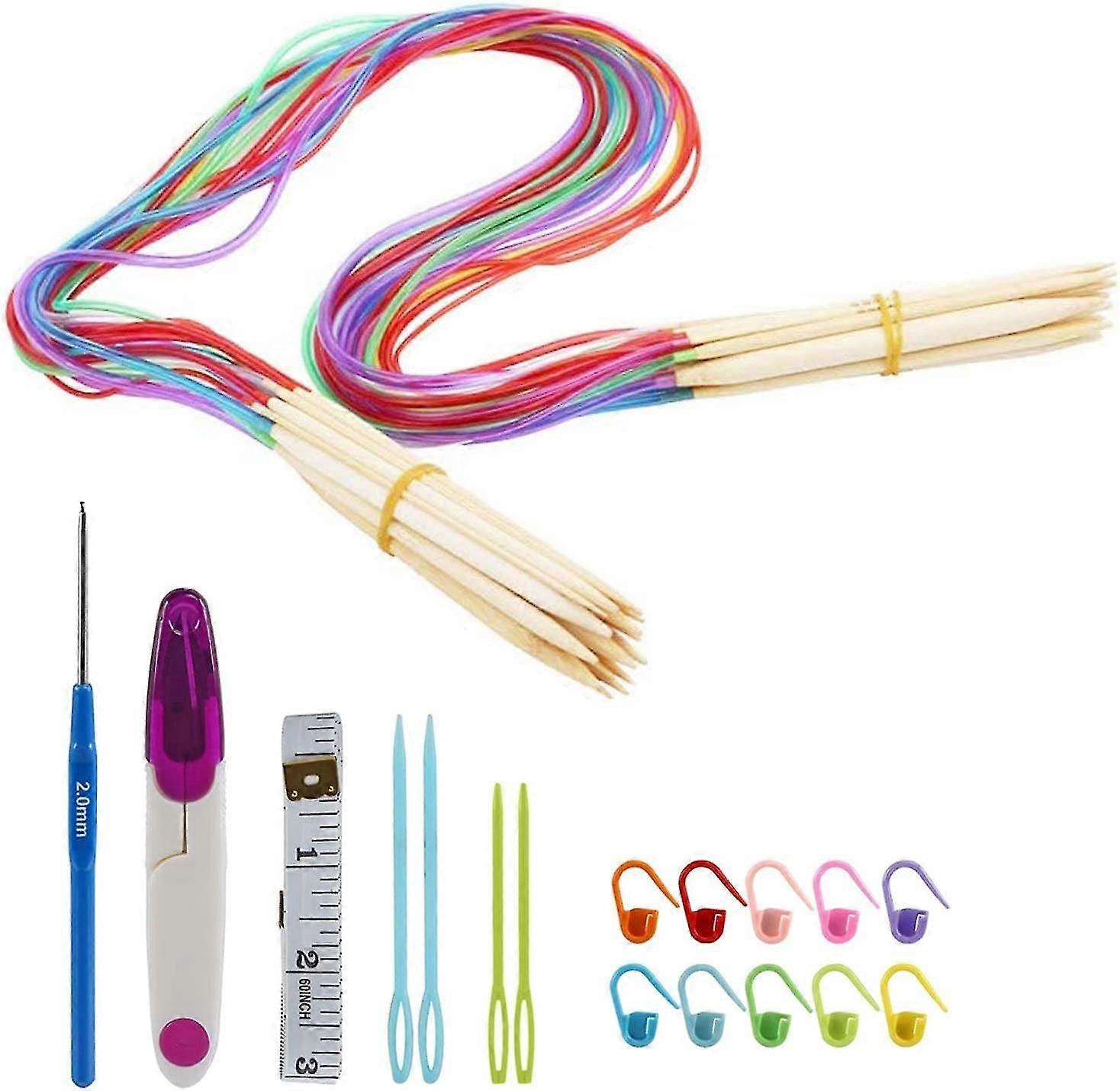 Bamboo Knitting Needles Set, 18pairs 100cm Circular Knitting Needles For Beginner Knitting