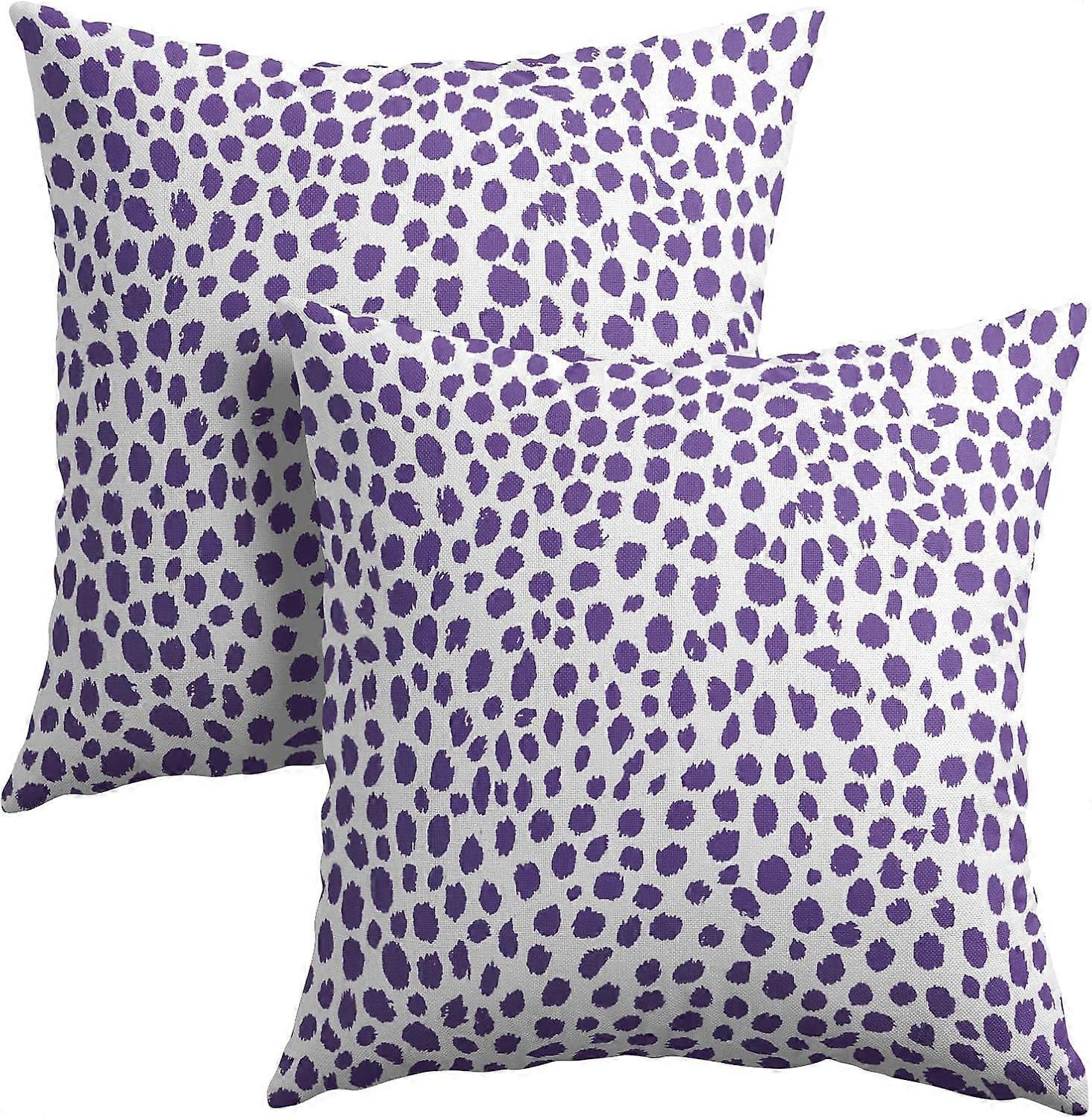 Viola crema cuscino copre 18x18 pollici Boho Design Polka Dot Throw Federa Set di 2 pennellate moderne stampa cuscino cuscino cotone lino cuscino 