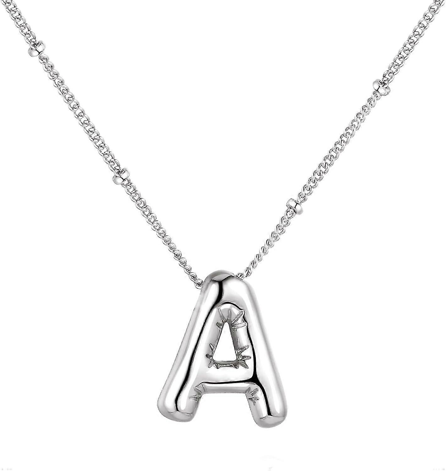 فقاعة رسالة قلادة بالون القلائد الأولية للنساء الفتيات لذيذ الأبجدية قلادة 14K مطلية بالذهب اسم منتفخ شخصية هدية مجوهرات