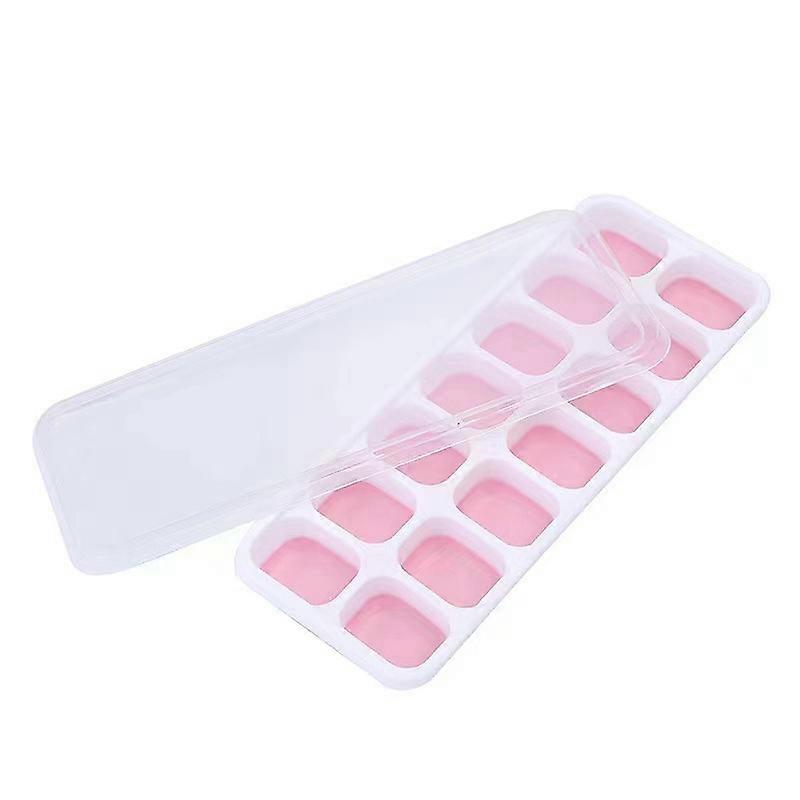 Pink, 1pcs - Ice Shape - Ice Cube Box with Lid / Ice Tray