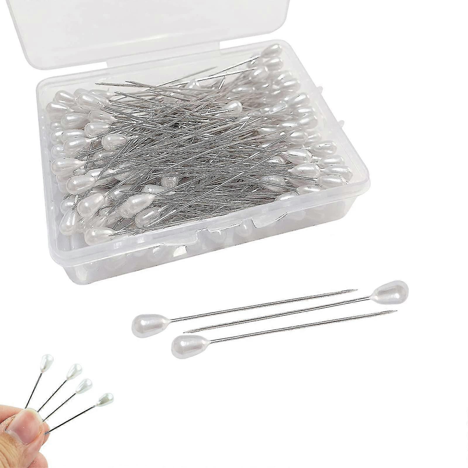 Buttonhole Pins Boutonniere Pins Wedding Bouquet Pins, 5.5cm Long Teardrop Pearl Head Pins, Sewing Pins
