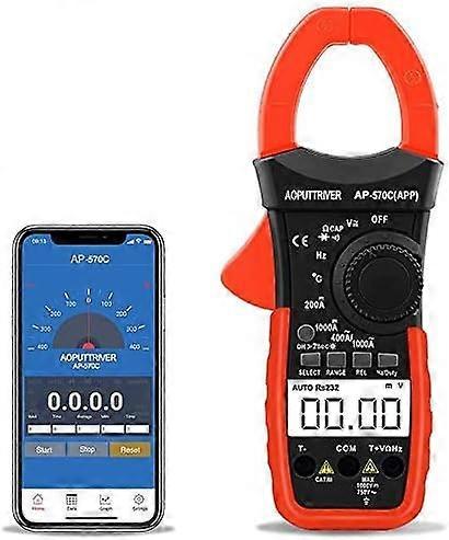 AP-570CAPP Clamp Meter Bluetooth Digital Multimeter Voltmeter Auto Range Current Tester, Voltage, Resistance, Capacitance, Frequency, Continuity, Temp