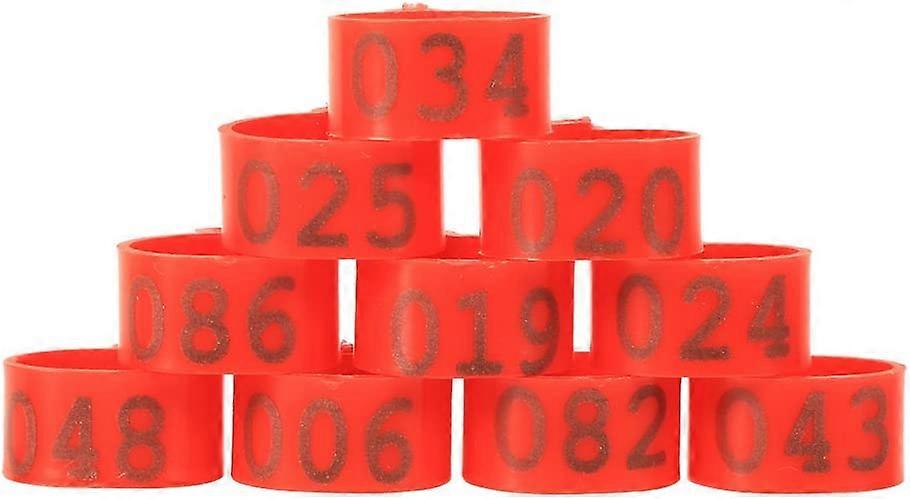 100 Pcs Plastic Buckle Shape Digital Chicken Foot Circle Digital Poultry Rings 16MM 001-100 (Color : Red)