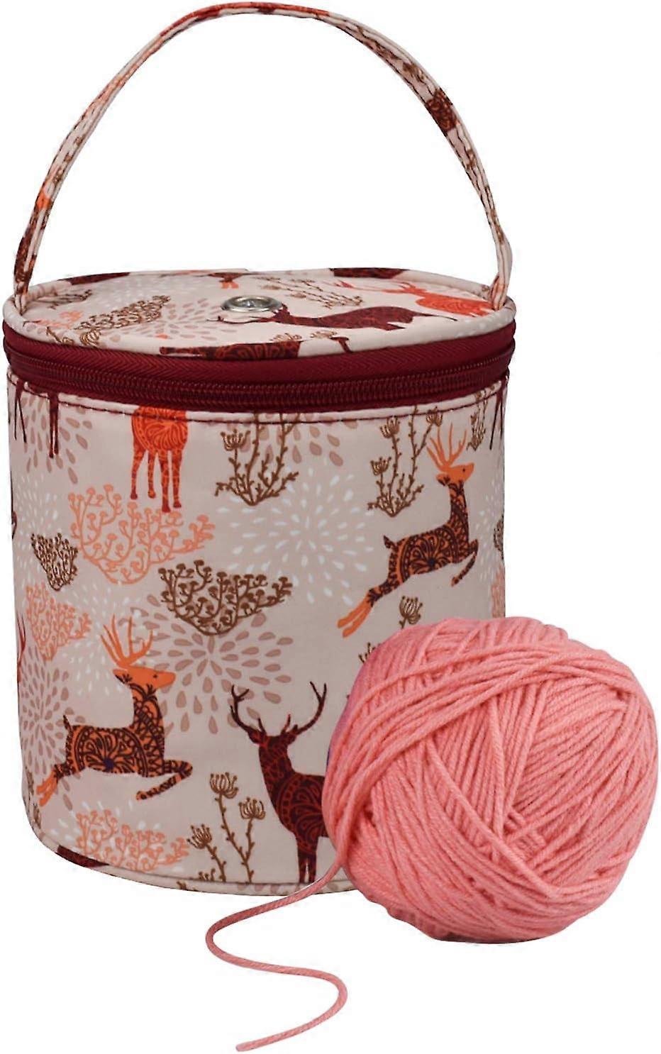 Plummer portable knitting bag for yarn storage bags for yarn, unfinished projects, needles and other accessories.