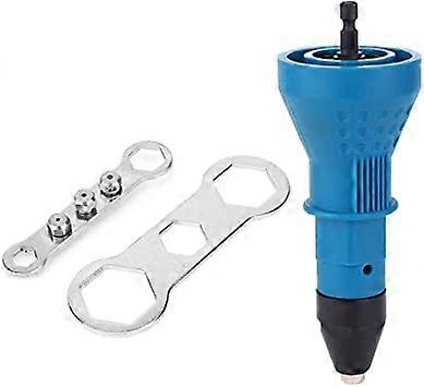 (Blue)Cordless Rivet Gun Adapter Electric Drill Tool Kit Riveter Adapter Insert Nut Hand Power Tool Accessories