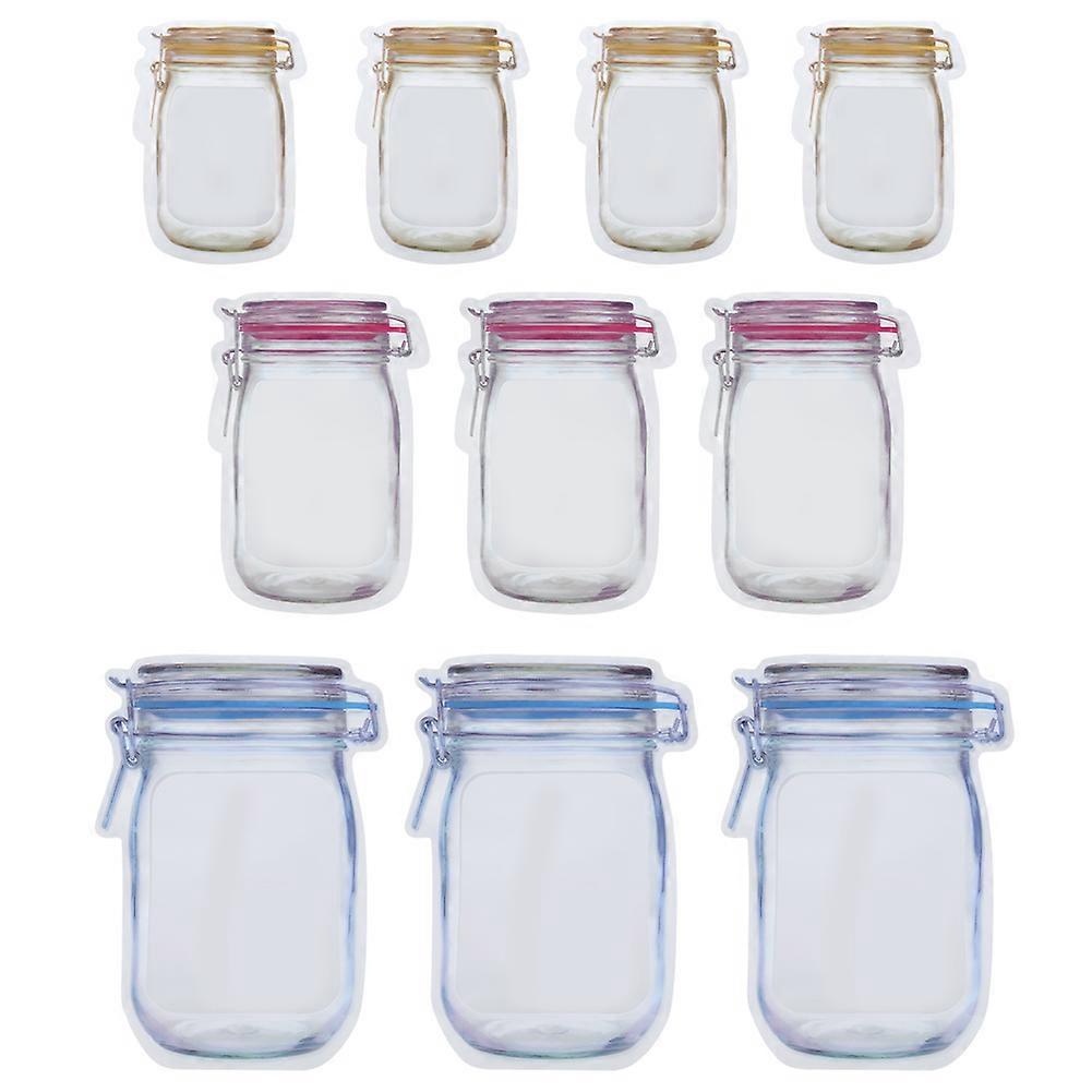 10pcs/ Set Multipurpose Portable Transparent Bottle Pattern Sealing Storage Bag for Snacks