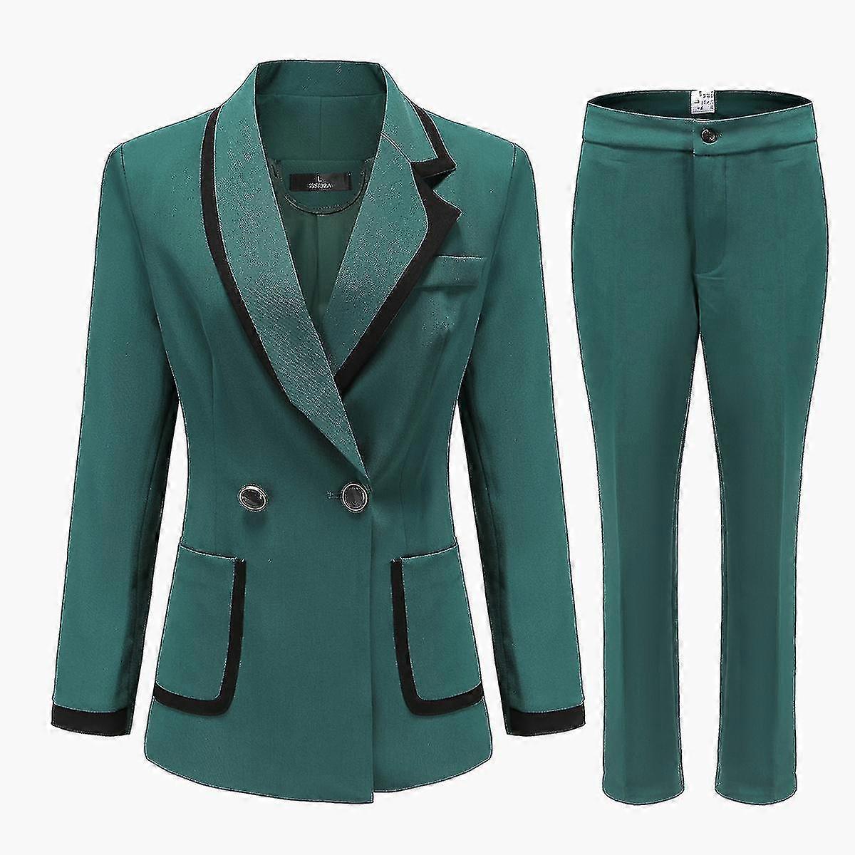 Donne Due pezzi Solid Color doppio petto Blazer Suit Set