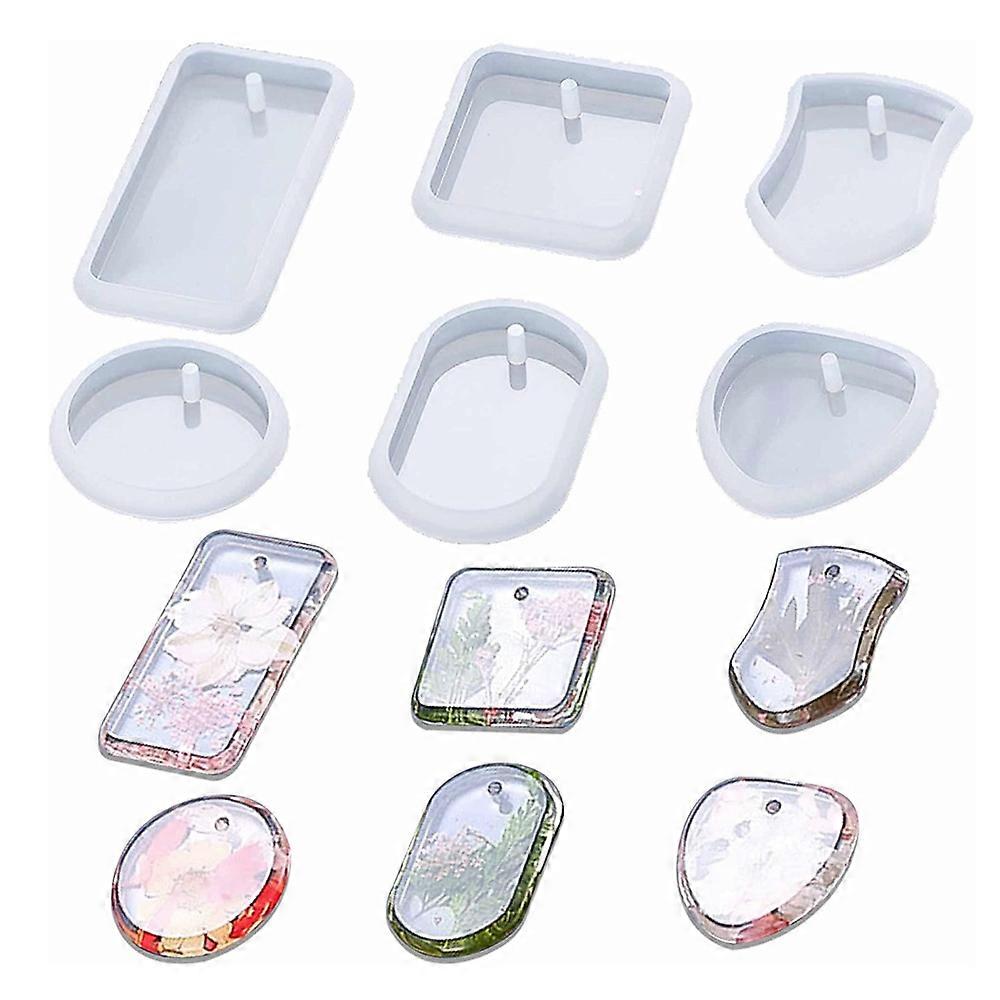 Resin Molds For Pendant - DIY Jewelry Making Set with Heart, Round, Oval, Square, and Rectangular Molds