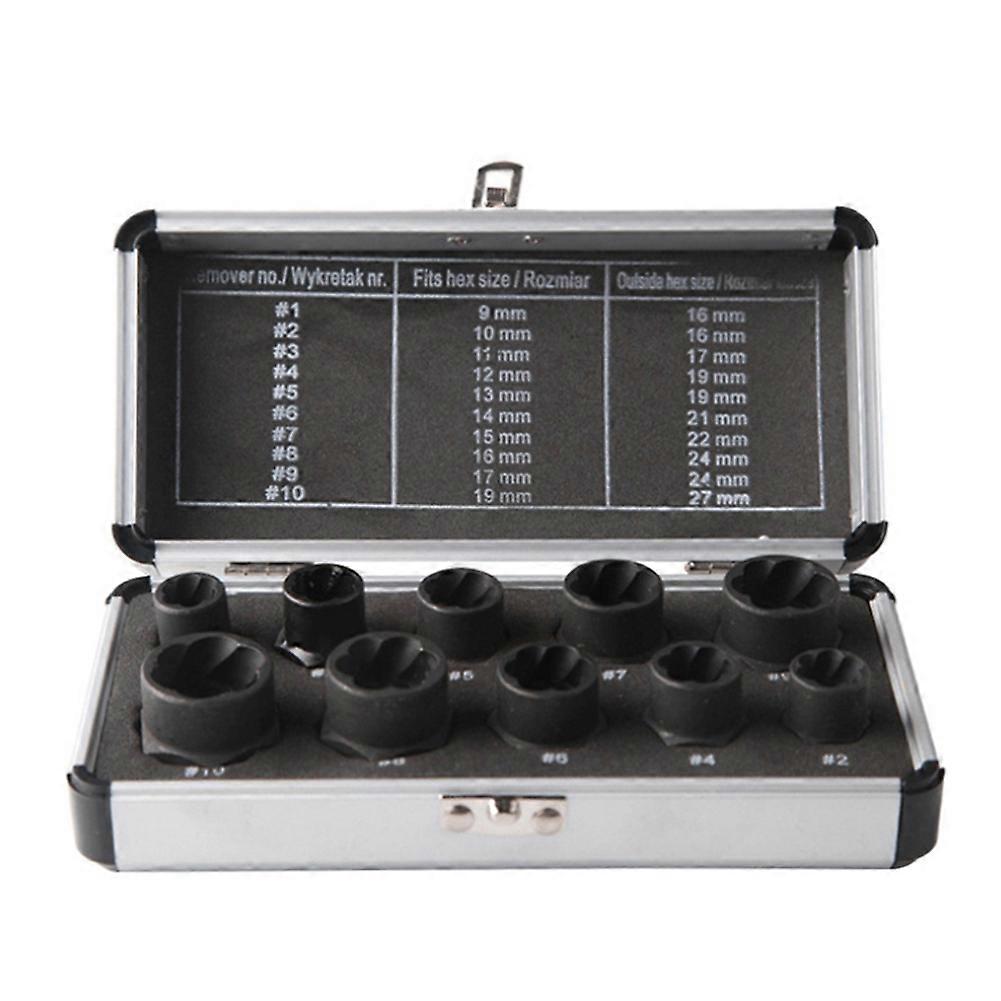 10Pcs Damaged Nut Bolt Remover 9-19mm Extractor Removal Tools Set Threading Tool Car Garage Mechanics Extractor Tool