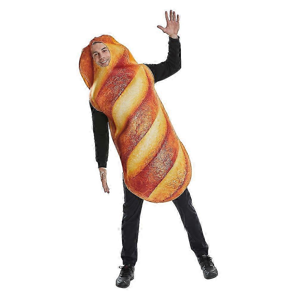 大人のユニセックスフードチュニックハロウィーンクリスマスカーニバルパーティー仮装ドレスのためのパンバゲットコスプレコスチュームジャンプスーツ
