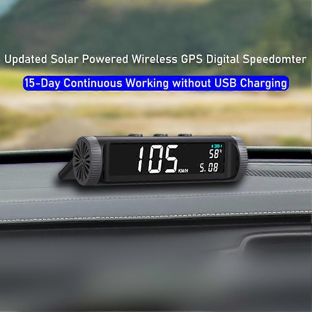 Car Wireless Solar Car HUD Head Up Display Digital GPS Speedometer Driving For All Vehicles/all Moving Objects Solar Powered