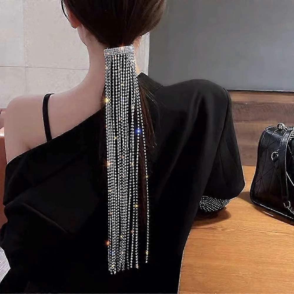 fong överdrift, bling, bling strass, strass, långkedja, tofs, hårkläder, barrett, fest, presenter, hårklipp, hårnål för kvinnor