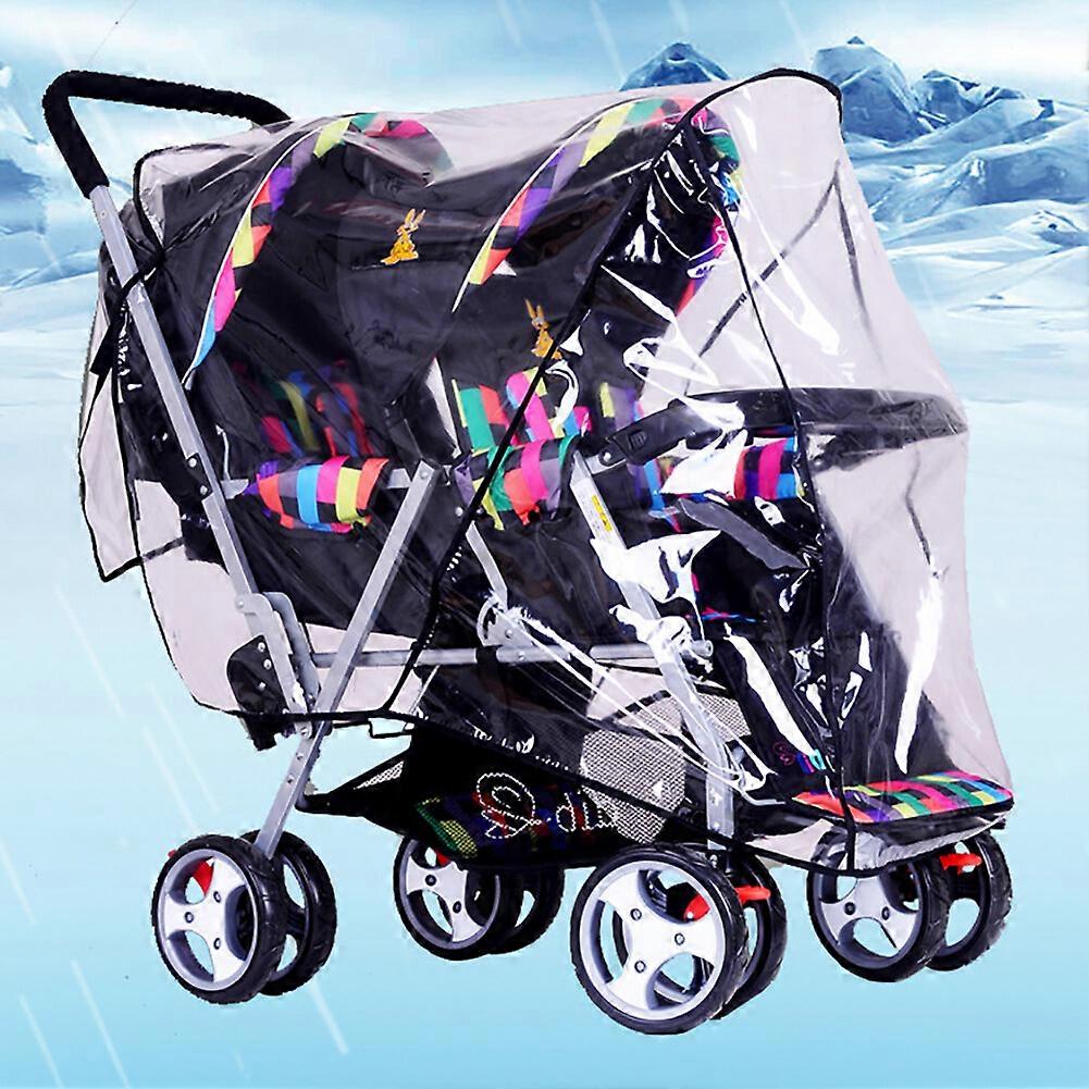 Double Stroller Rain Cover Tandem Stroller Raincoat Baby Weather Shield Universal Size Waterproof Windproof