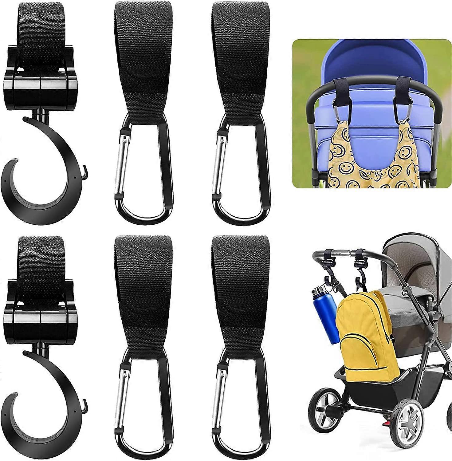 Stroller Hooks, 6 Pieces Stroller Hooks Carabiner Clips Carabiner Hooks, for Hanging Your Shopping Bags and Shopping Bags on a Universal Pram (6)