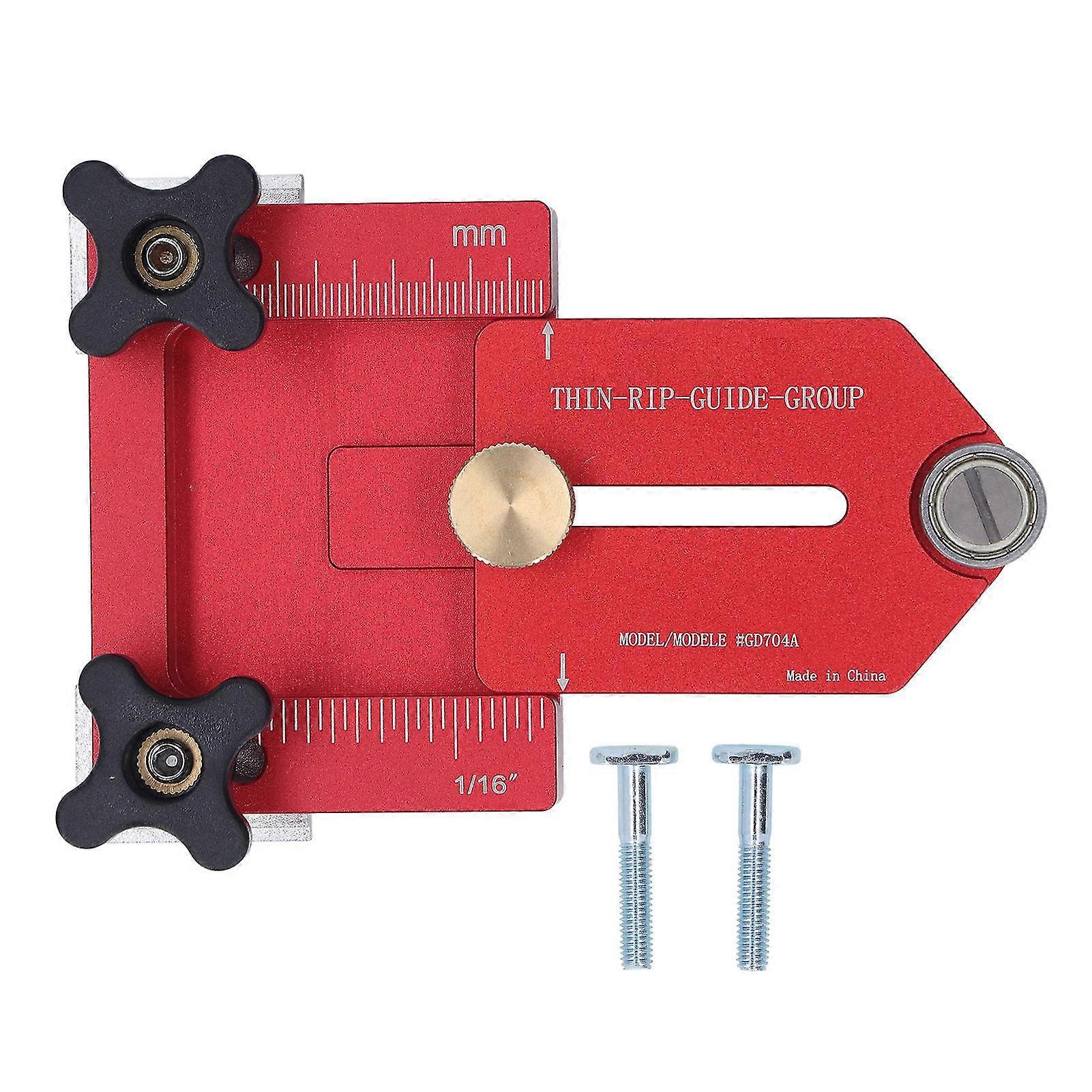 Aluminum Alloy Thin Rip Jig for Table Saw - Woodworking Fixture with T Track Guide Rail