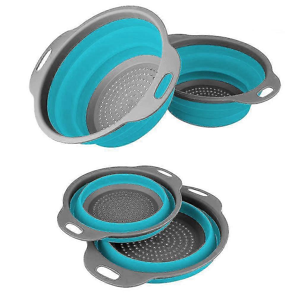 2 Pack Collapsible Colanders Set, Food-grade Silicone Kitchen Strainer