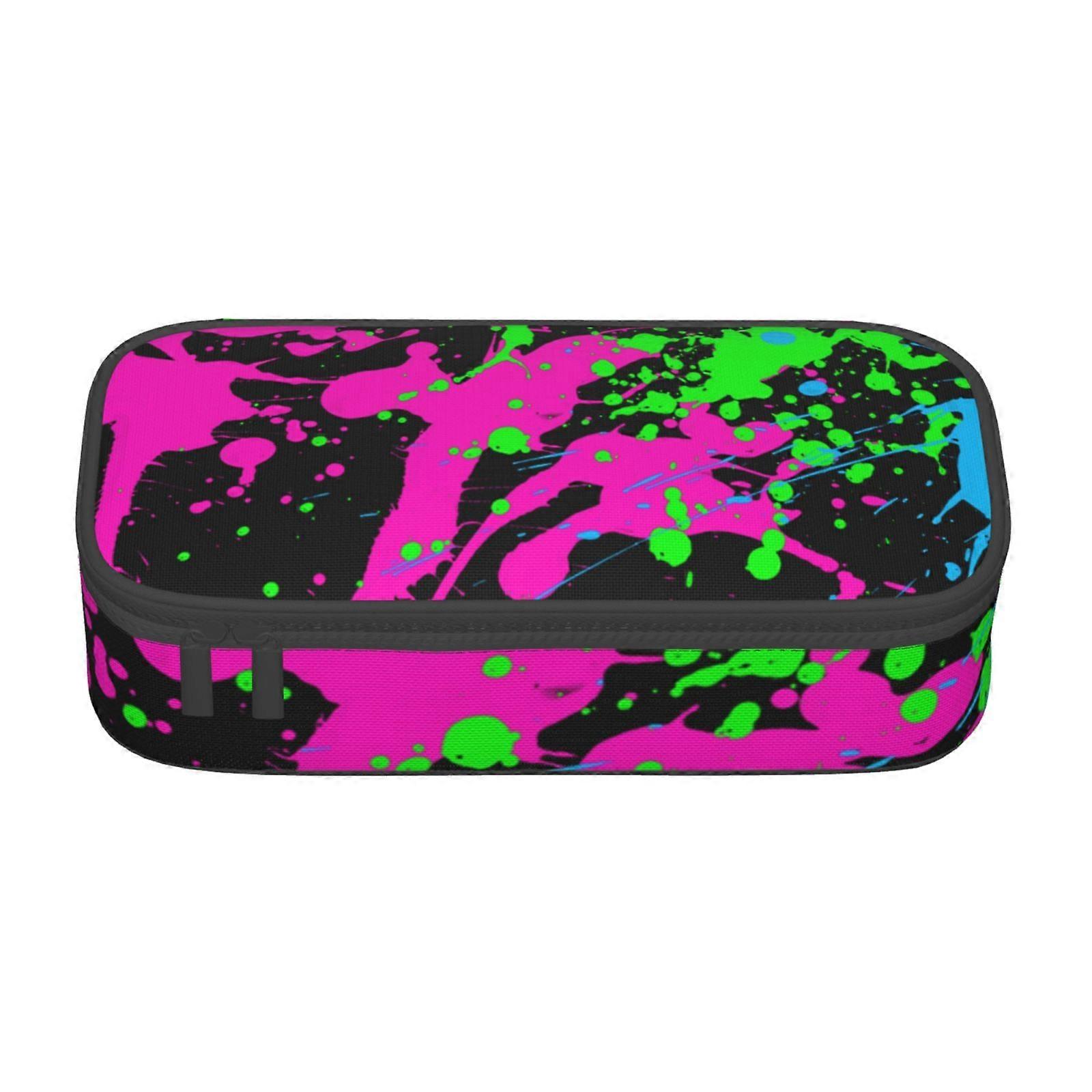 توهج في الظلام تناثر نيون مقلمة حقيبة كبيرة السعة قلم رصاص حقيبة ماكياج لوازم مكتبية القرطاسية صندوق قلم رصاص مع سحاب 3