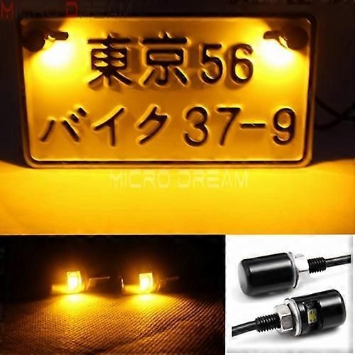 2pcs Motorcycle 12V LED Bolt-On Licence Plate Light Off-Road Car Scooter Universal Mini Number Plate Lamp Amber Blue Red White