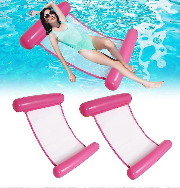 Rose Red 2Pcs Floating Hammock Inflatable Pool, Swimming Hammock Float Floating Seat Raft Hammock Bed Lounger Mat with Air Pump for Beach, Party, Vaca