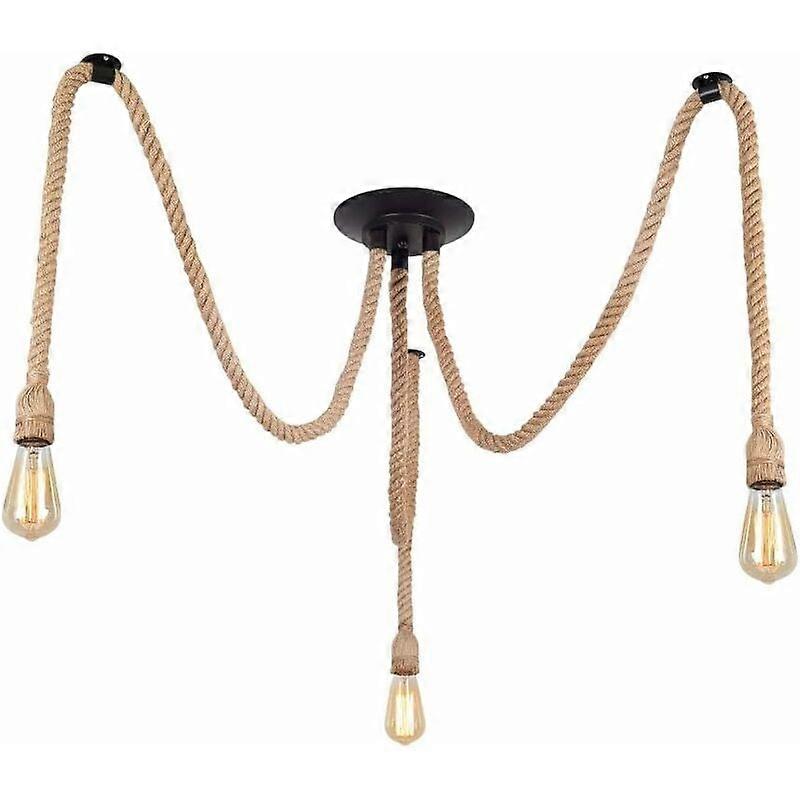 Hemp Rope Chandelier for E27 Edison Creative Light Restaurant Cafe Bar