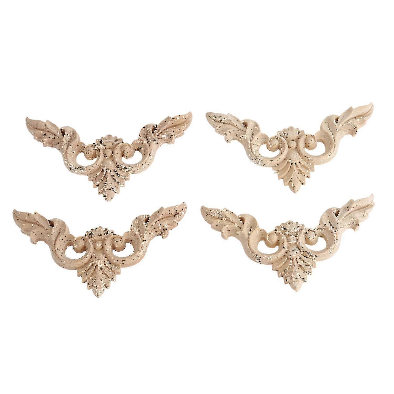 4pcs 8*8cm ξυλόγλυπτες γωνιακές διακοσμήσεις σπιτιών επίπλων Onlay άβαφες απλικέ (haoyi