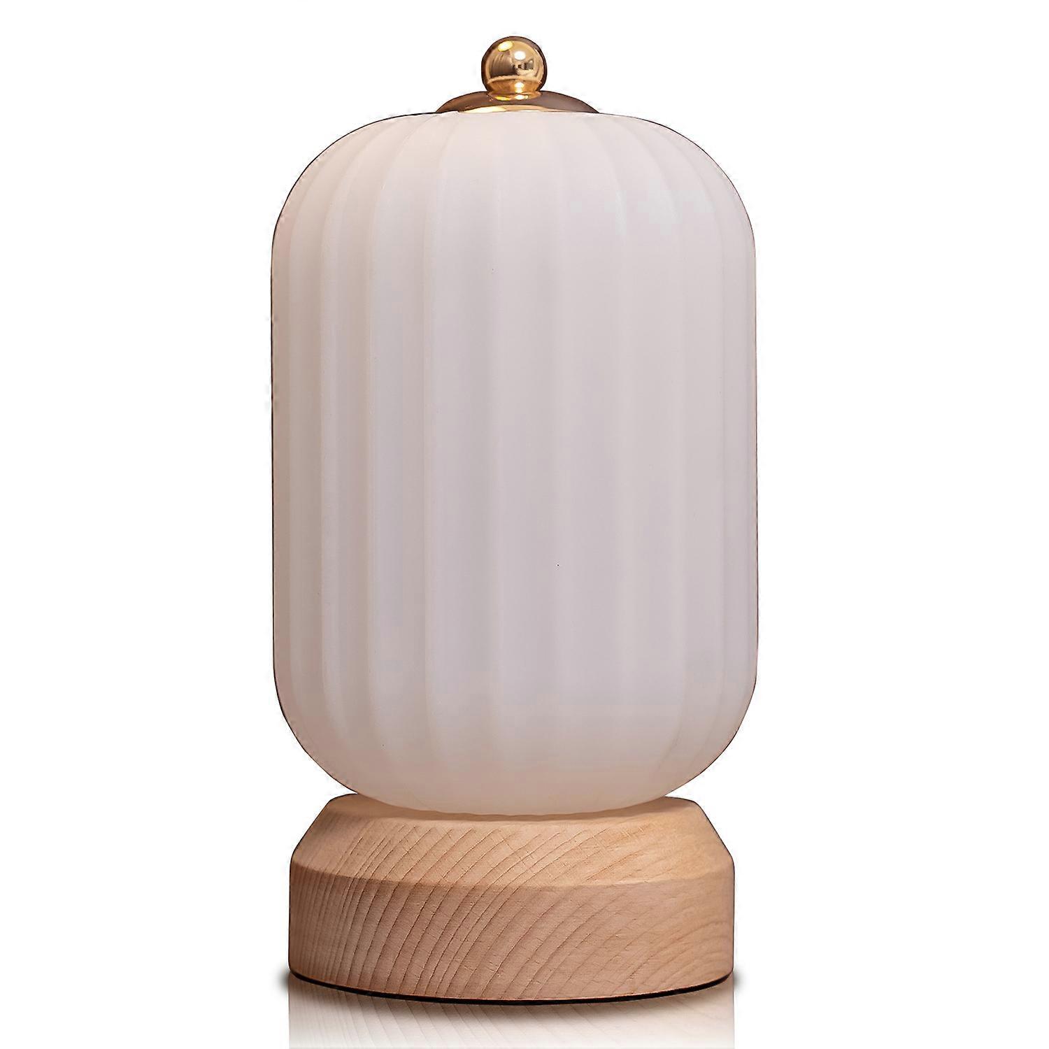 Creative LED Solid Wood Base Table Lamp USB Dimmable Bedroom Bedside Decoration Reading Table Lamp Gift